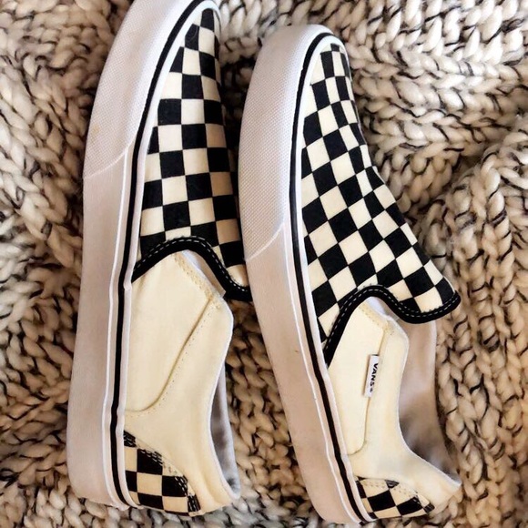 Vans Shoes - Black and white checkered slip on vans